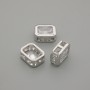 Bead Insert with White Crystal, Metal Colour Silver, Diameter 9x7mm± Hole Diameter 1.3mm± per 1pc