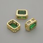 Bead insert with green crystal in gold-plated setting, diameter 9x7mm± hole diameter 1.3mm± per 1pc