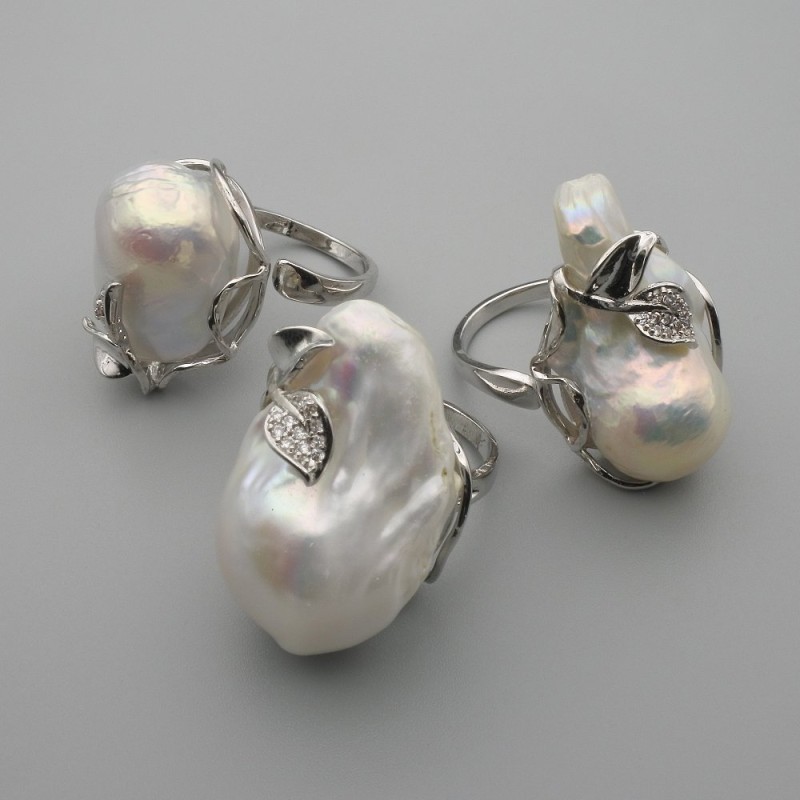Baroque Pearl Stud Earrings in Silver Plated Setting, Assorted Shape and Size of Pearl ~, diameter 23-25×18mm±