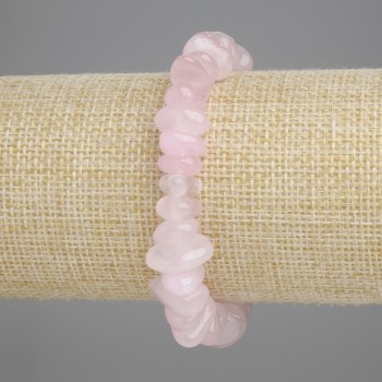 Bracelet Pink Quartz Chip, diameter 11-14×5-6mm+-, length 18cm +- stretch