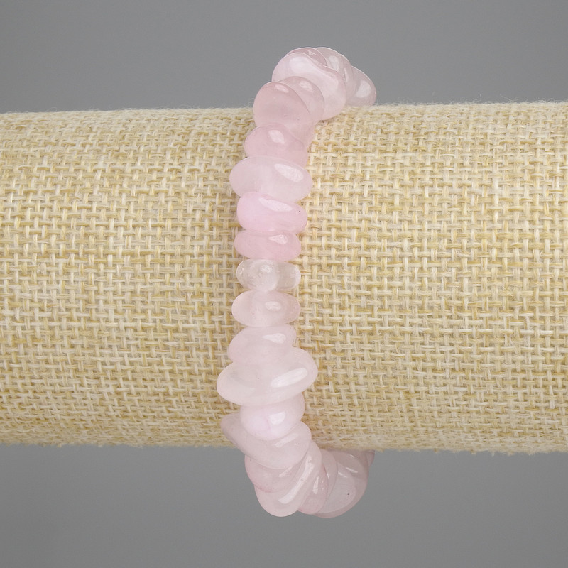 Bracelet Pink Quartz Chip, diameter 11-14×5-6mm+-, length 18cm +- stretch