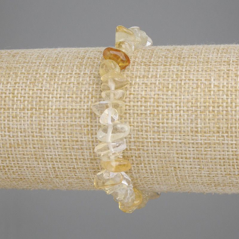 Bracelet Citrine Chunk, diameter 5-9×2-6mm ±, length 18cm ± stretch
