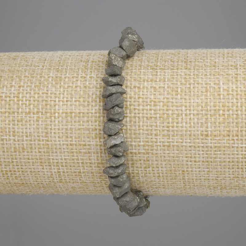 Pyrite Bracelet, Unpolished Stone, diameter 5-7×3-5mm±, length 18cm±, stretch