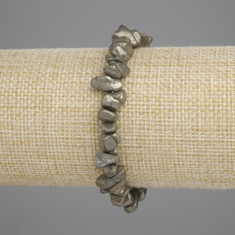 Pyrite Chip Bracelet, diameter 6-12×3-5mm ±, length 18cm ± stretch