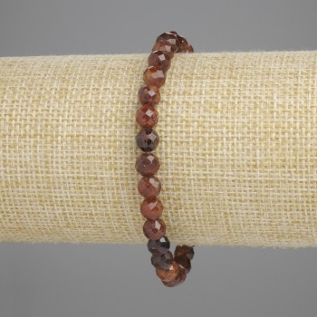 Bracelet Garnet Hessonite Faceted Bead, 6mm diameter, 18cm length ± stretch