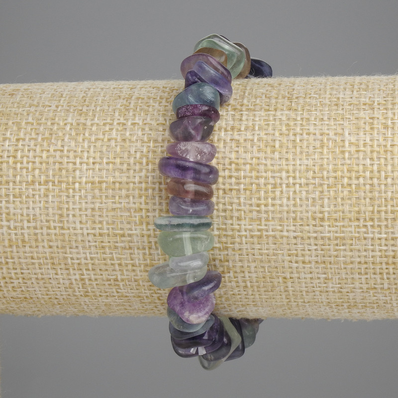Fluorite Chunk Bracelet, 8-12×3-4 mm diameter, 18 cm length ± stretch