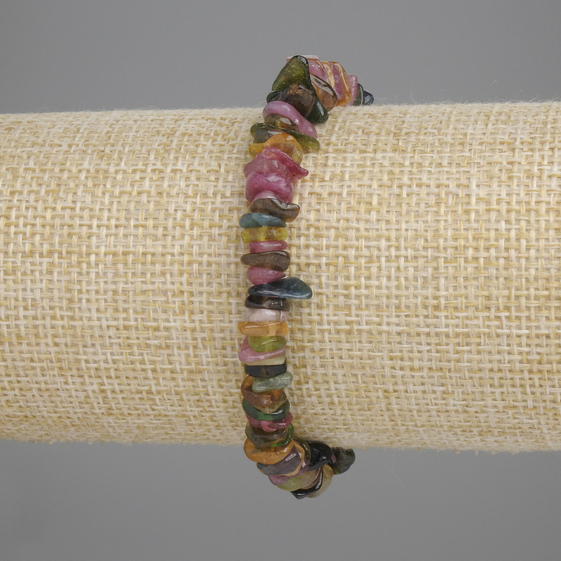 Tourmaline Chip Bracelet, diameter 6-9×1-3mm, length 18cm, stretchy
