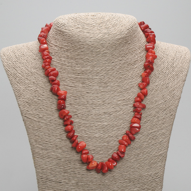 Coral Pebble Bead Necklaces, diameter 7-12×4, 5-6, 5mm-+, length 50cm +- with clasp