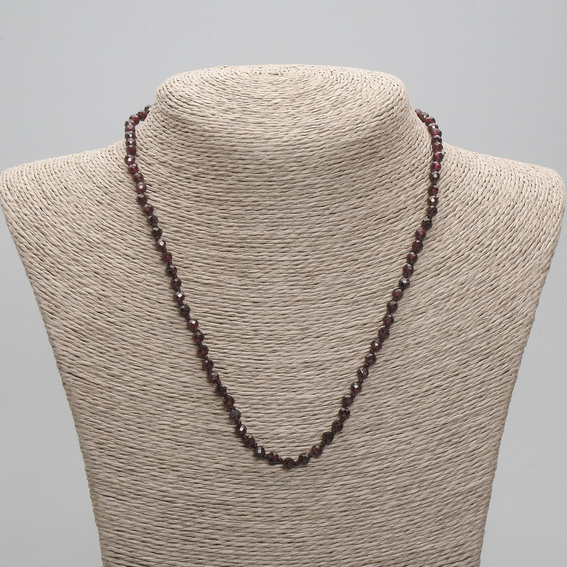 Garnet Necklace - faceted bead, diameter 4mm+, length 45cm +- with clasp