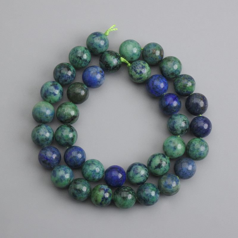 Azurite Beads Round Smooth Sphere 10.5 mm ±, Length 38 cm ±