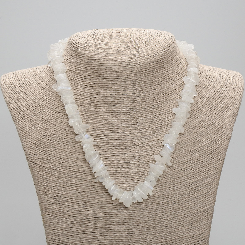Adularia Bead Necklace, crumb size, diameter 8-12×2-4mm, length 45cm ± with clasp