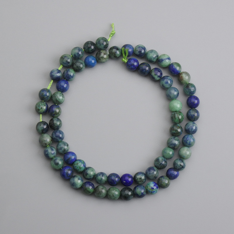Azurite Beads smooth ball 6mm dia., thread length 38cm ±