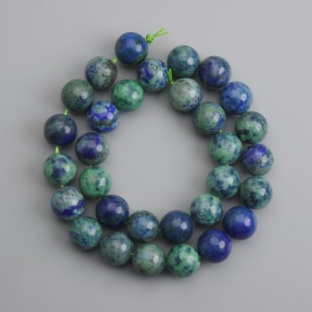 Azurite Beads Smooth Round 12.5 mm, Length 38 cm