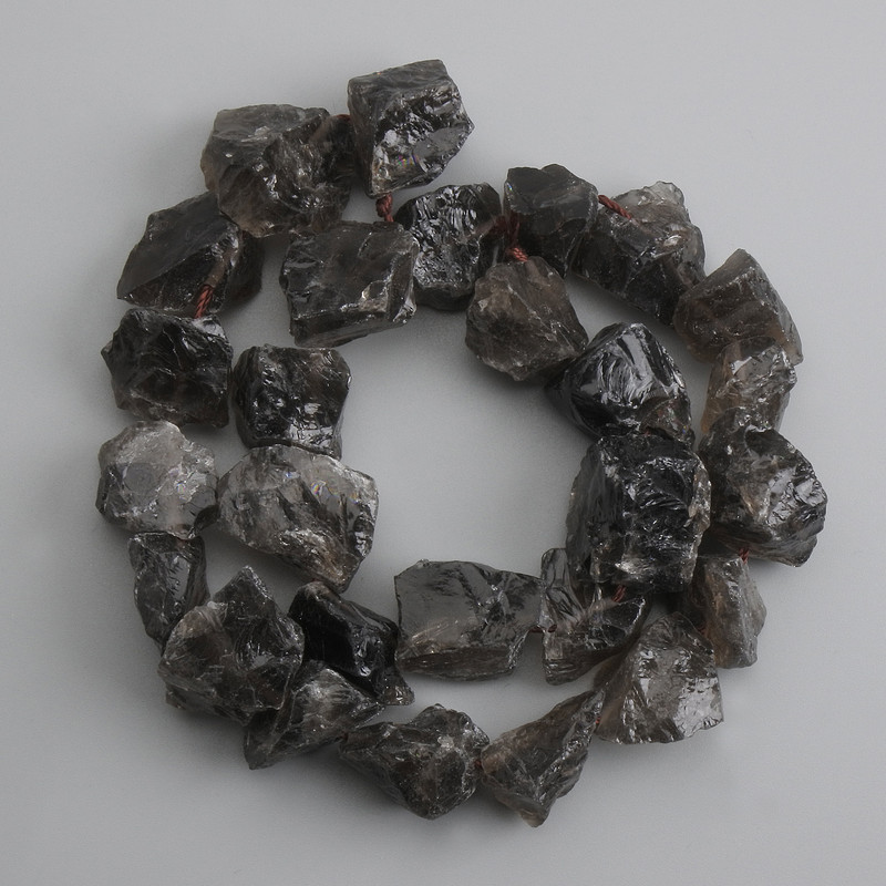 Smoky Topaz Beads, rough stone, diameter 15–20×8–20 mm, length 40 cm +