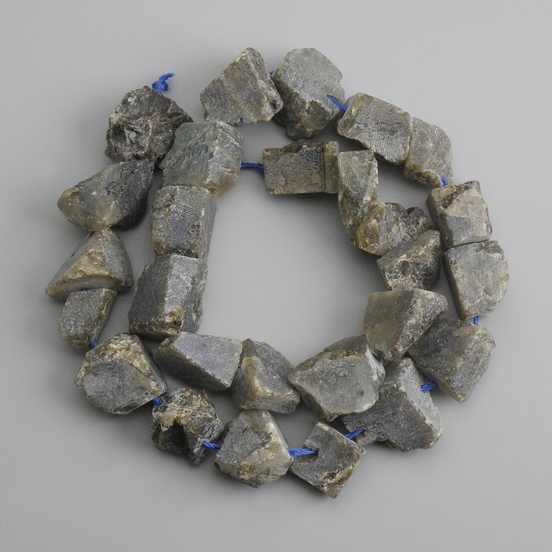 Labradorite Beads, Unpolished Stone, 7-17×8-15mm, thread length 39cm