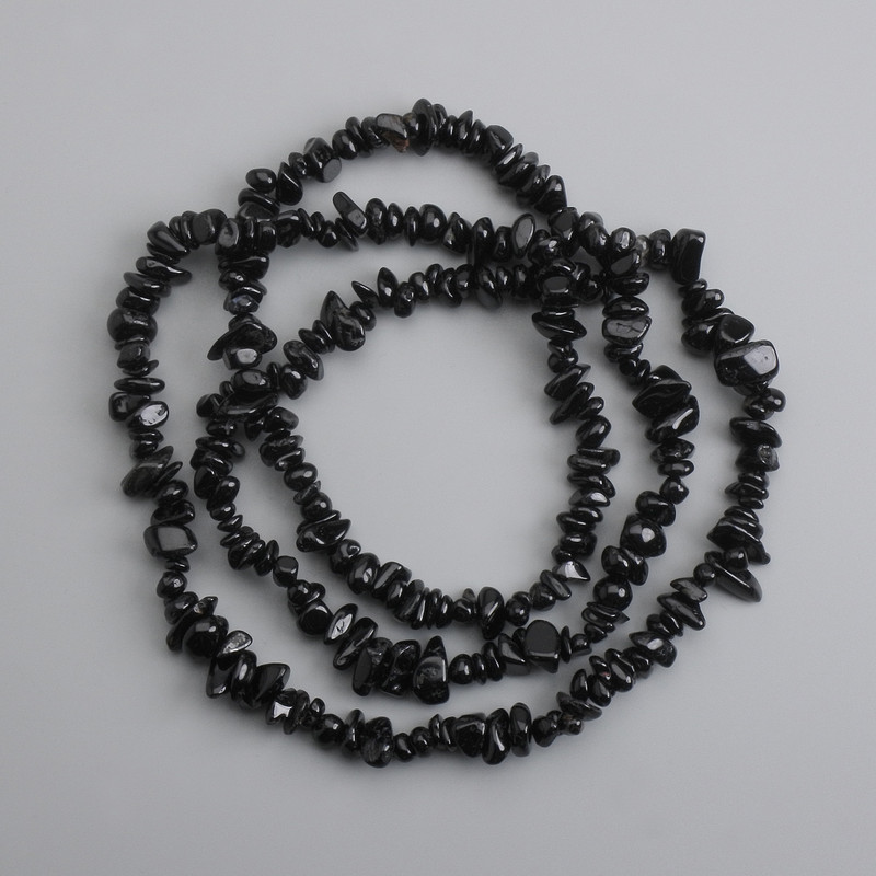 Black Tourmaline Chip Beads, 5-12×2-8mm, +/- diameter, 78cm length