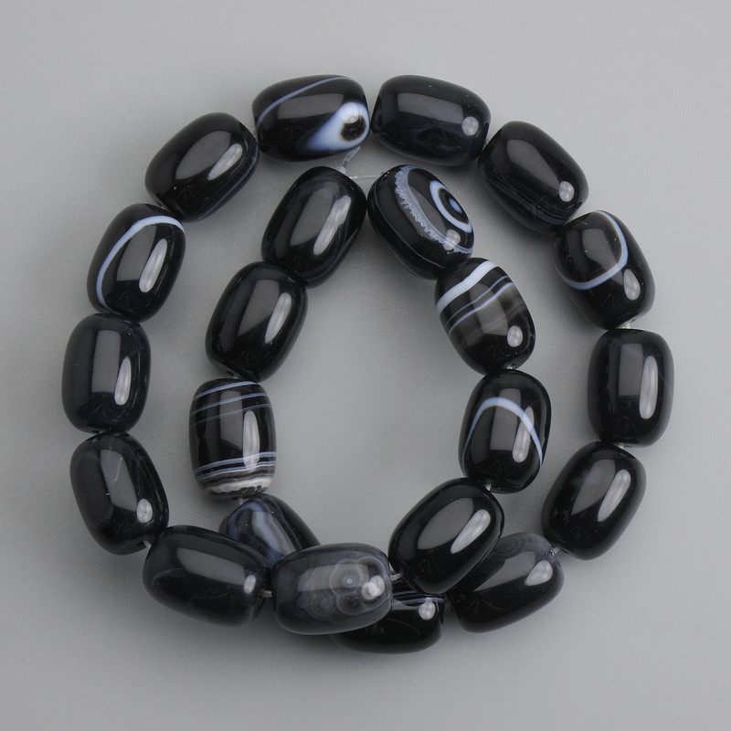Agate Barilo Beads, 17-17.5x12-13mm, length 39cm +