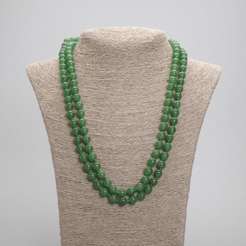 Long Chrysoprase Necklace with Smooth Round Beads, 8mm Diameter ±, 118cm Length ±
