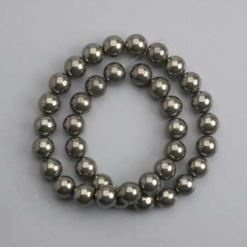 Pyrite Beads Smooth Ball 10mm Ø, Thread Length 38cm +