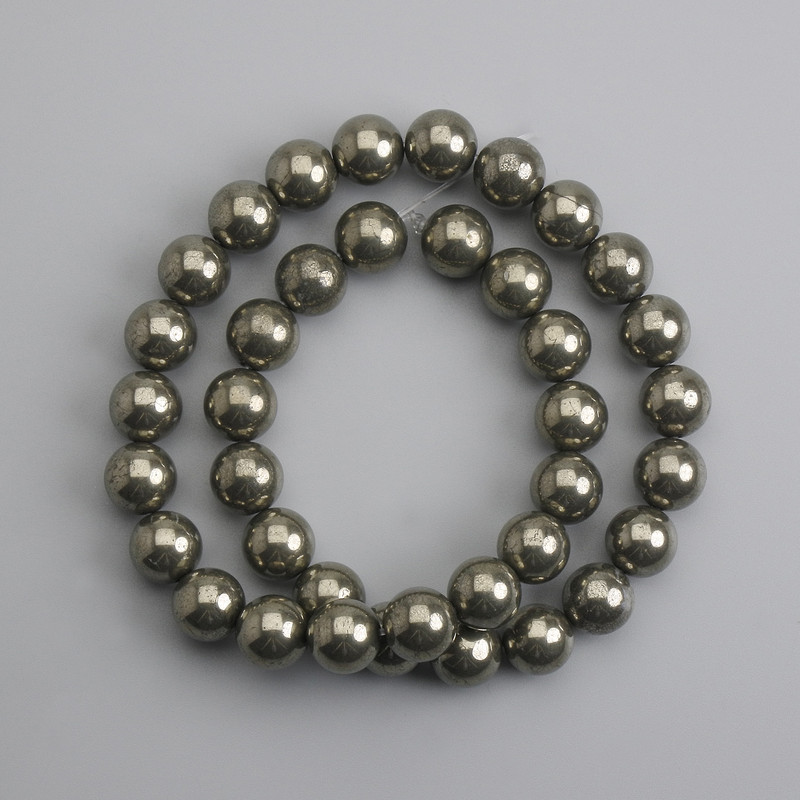 Pyrite Beads Smooth Ball 10mm Ø, Thread Length 38cm +
