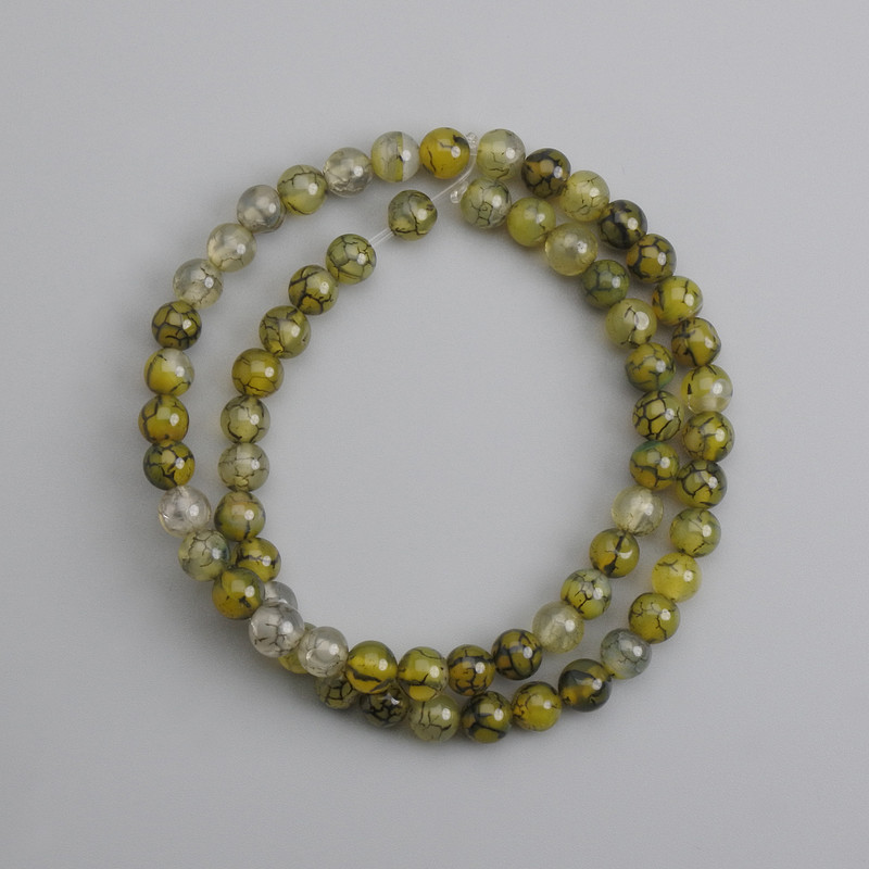 Agate Dragon's Vein Beads smooth round 6mm diameter, 37cm length