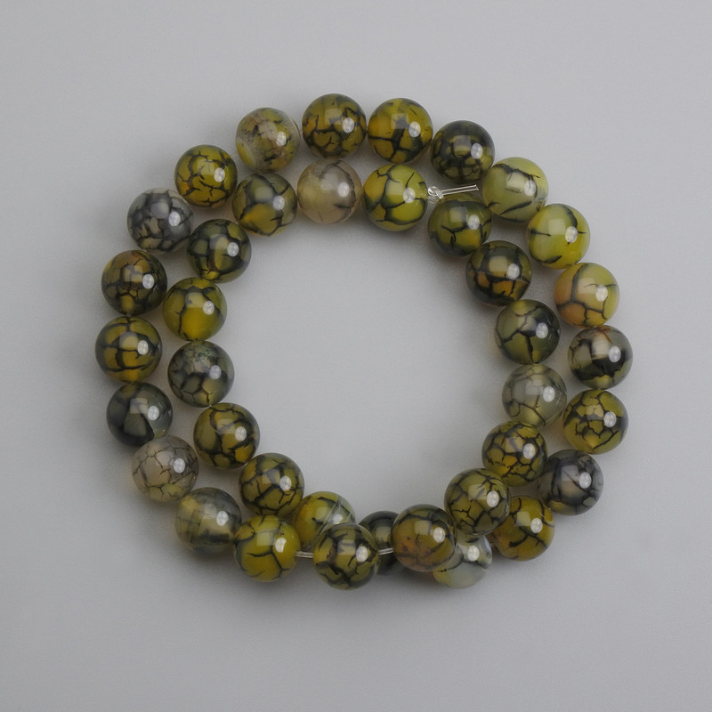Dragon Vein Agate Beads Smooth Round 10mm diameter, 38cm length