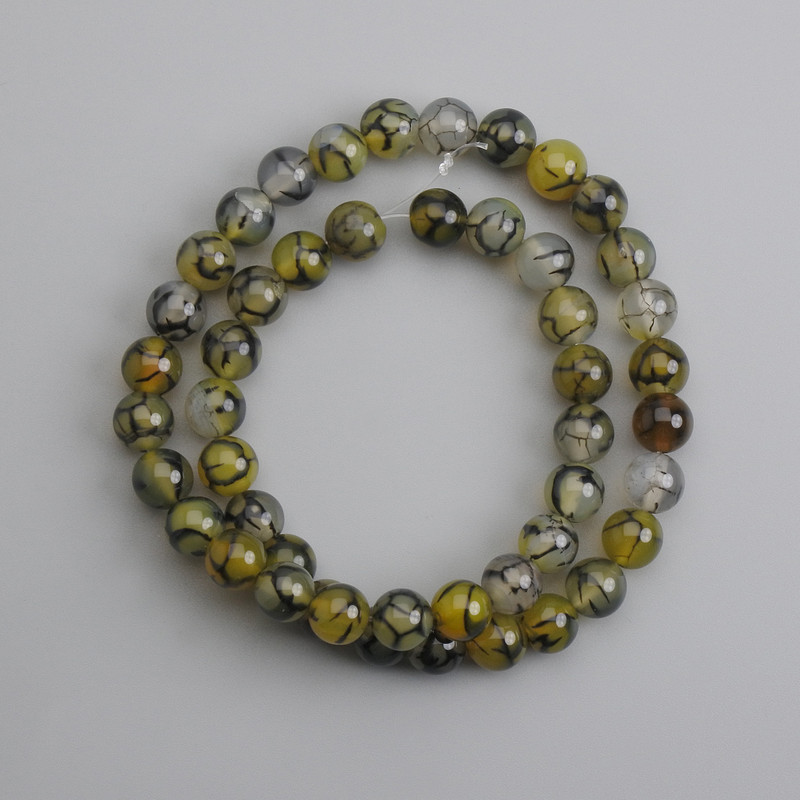 Dragon Vein Agate Beads Smooth Round 8mm Dia, 36cm Length