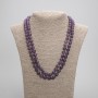 Long Amethyst Necklace, smooth round beads 8mm diameter, length 114cm ±