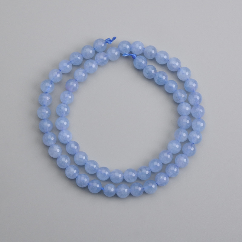 Aquamarine Beads smooth rounds 6mm, length 37cm