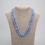 Long Aquamarine Necklace with Smooth Round Beads 8mm, 114cm Length