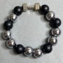 Bracelet Hematite & Shungite Sphere 12mm+- with metal insert, length 18cm+ stretch