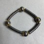 Hematite Wave Bracelet 6x2mm+- smooth beads 12mm+-, length 18cm+- stretch