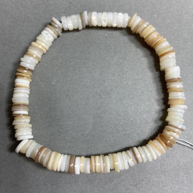 Bracelet with Cowrie Shells Skarfka Rondelle, diameter 6×1.5mm, flexible 18cm+ stretch