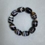 Agate Barrel Bead Bracelet with Metal Inlays, 18 cm Stretch