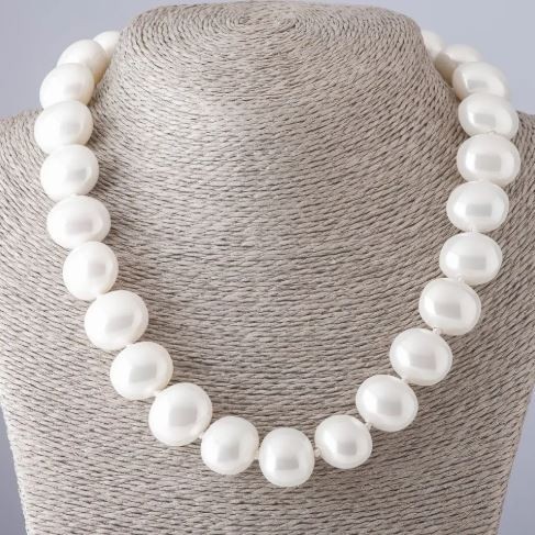 Necklace of Majorca white pearls, length 45" (±), pearl size 19×16 mm