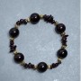 Garnet Bead Bracelet, smooth round beads 12mm ±, chip 7x2mm +-, length 18cm, stretch