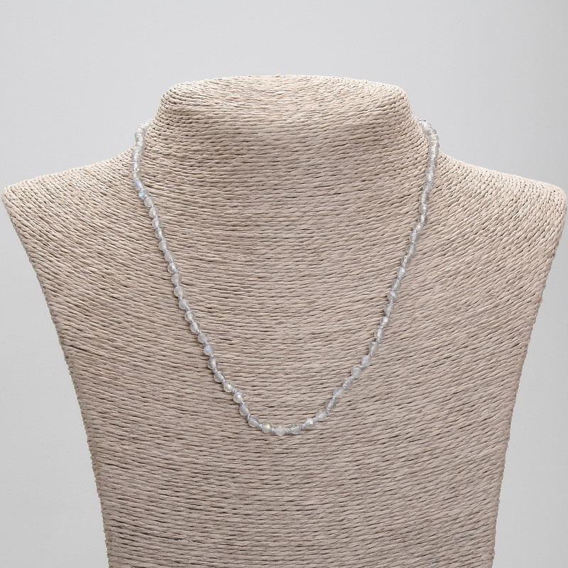 Necklace Labradorite Faceted Bead, 4mm± diameter, 45cm± length with clasp