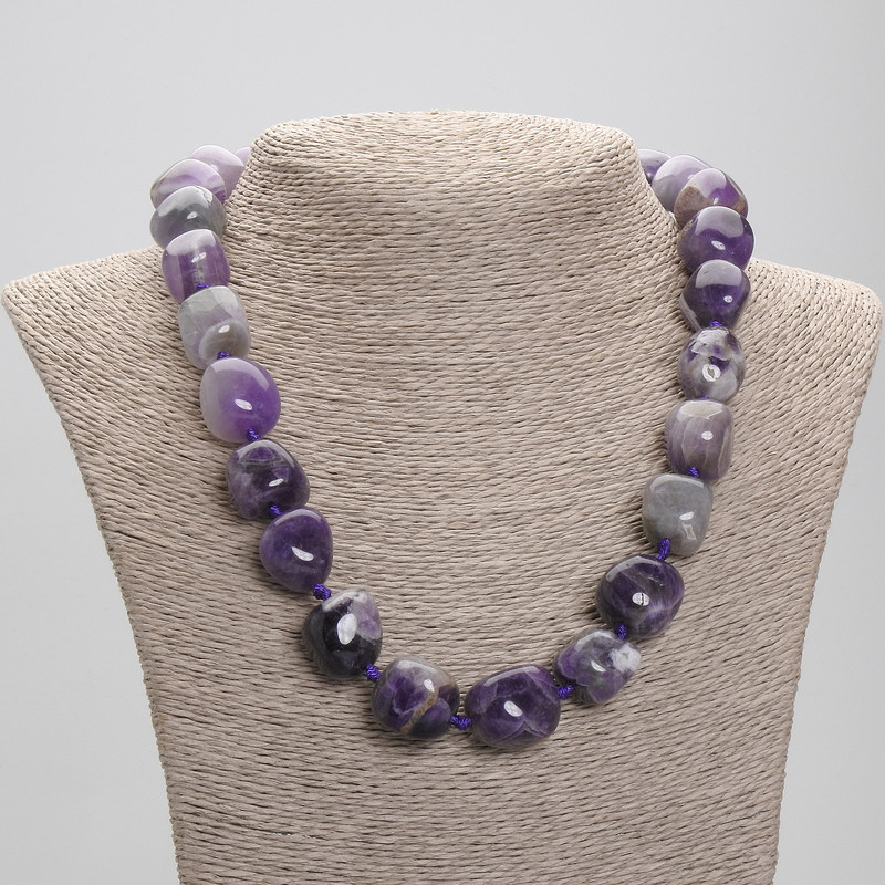 Amethyst faceted necklace, diameter 12-17x14-15mm+-, length 50cm+- with clasp
