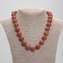 Red Jasper Beads smooth round ball 14 mm diameter, length 45 cm, with clasp