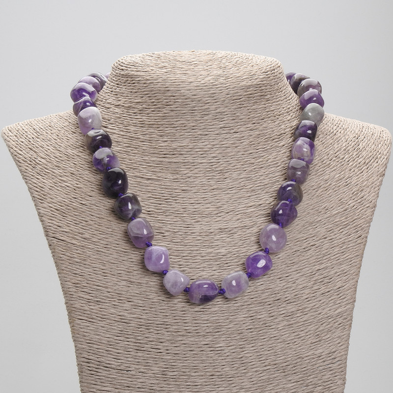 Amethyst Faceted Beads Necklace, diameter 10-12×12-13mm±, length 45cm± with clasp