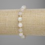 Moonstone Bead Bracelet with faceted diamond shapes, diameter 8x7mm±, seed beads 3mm±, length 18cm± (stretch)