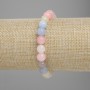 Morganite Bead Bracelet, faceted ball, 8mm diameter, stretch length 18cm
