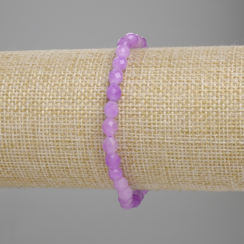 Bracelet Lavender Amethyst Faceted Bead, 6×5mm, stretch length 18cm