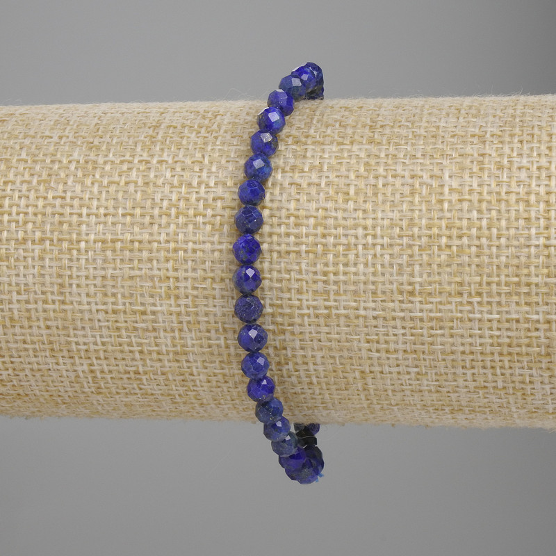 Bracelet Lapis Lazuli Faceted Bead, 4 mm diameter +-, length 18 cm+- stretch
