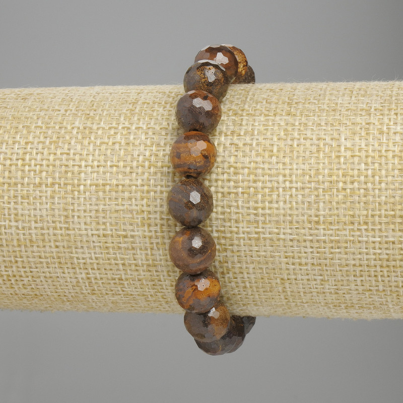 Tiger's Eye Faceted Bead Bracelet, diameter 10mm, stretch length 18cm
