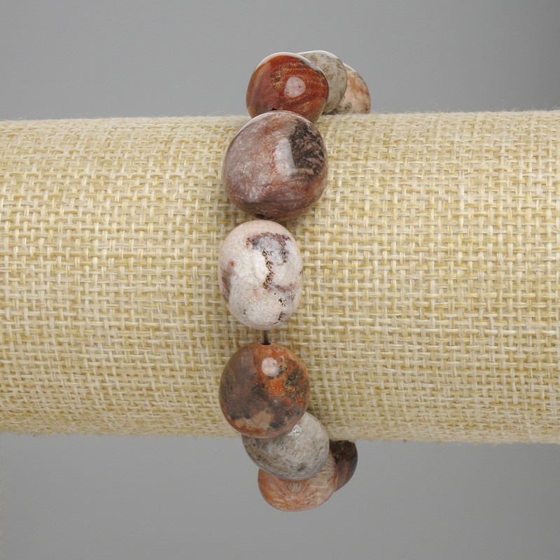Coral Rowed Bead Bracelet, diameter 14-17×10-13mm+-, length 18cm+-, stretch