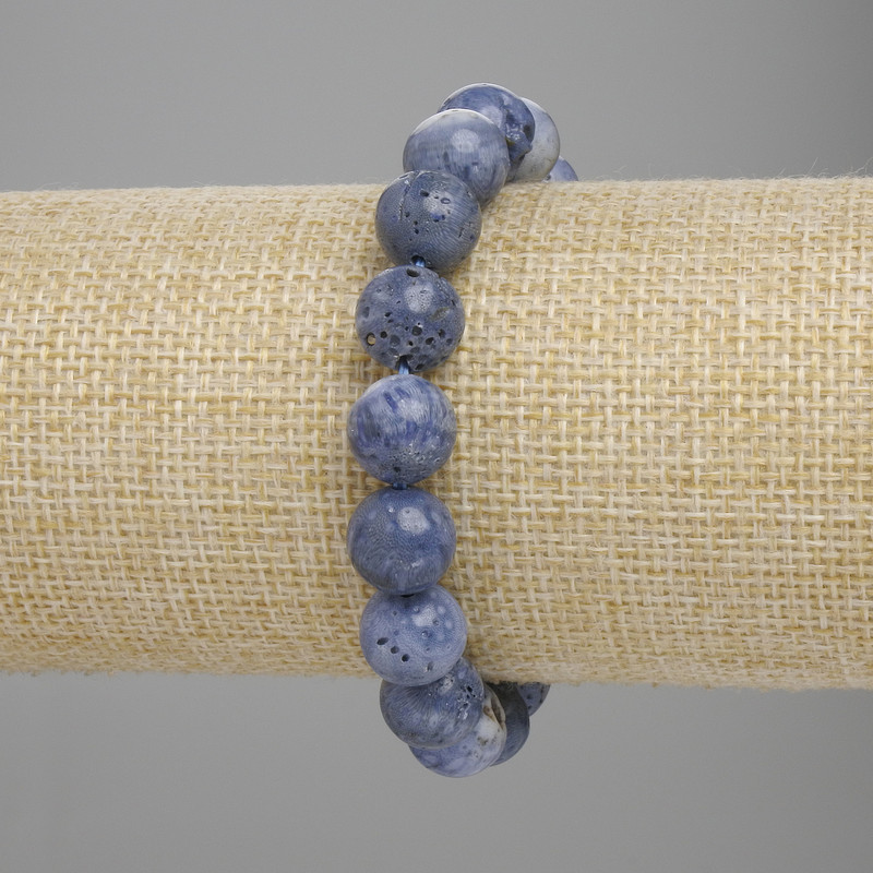 Bracelet Sponge Coral Smooth Bead, diameter 10mm, length 18cm stretch