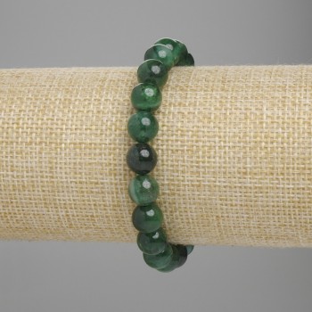 Emerald Bead Bracelet smooth ball, 8mm diameter ±, length 18cm ± stretch