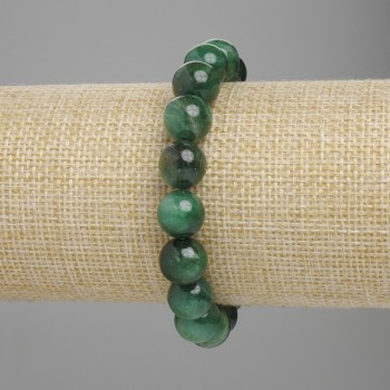 Emerald Bead Bracelet, smooth round beads 10mm Ø, stretch length 18cm ±