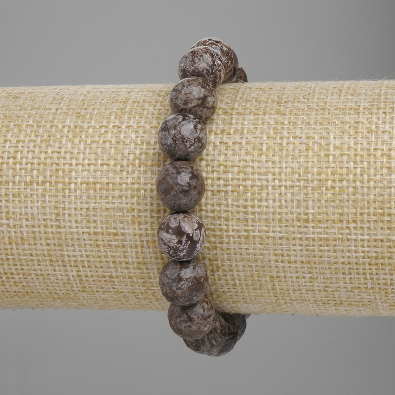 Coffee Jasper Beaded Round Bracelet, 10mm diameter beads, 18cm length, stretchy